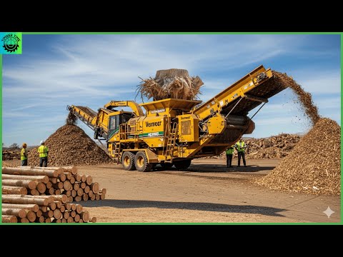 Dangerous Tree Shredder and Wood Chipper crushing machines | Fastest Firewood Processing #32