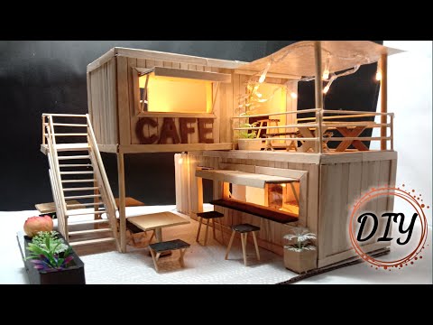 DIY Miniatur cafe dari stik es krim || miniatur coffee shop