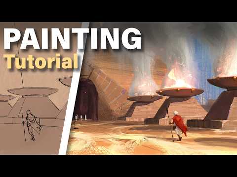 How I Paint a Landscape Environment Concept Art (Digital Painting Tutorial)