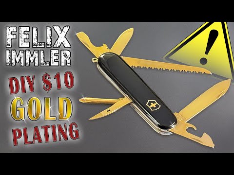 Gold-Plating a Swiss Army Knife at Home for $10 – Insanely easy with a 9V Battery!