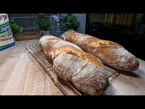 The Easiest No-Knead Sourdough Baguette! (80% Hydration, Big Holes)