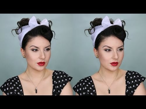 Peinado PinUp con Bufanda | Retro Pinup Hair Tutorial with Scarf Updo | Nena Moreno