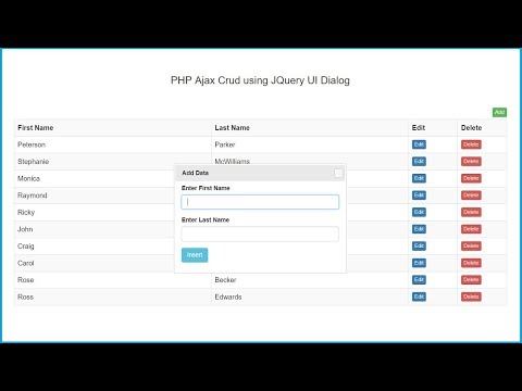 PHP Ajax Crud using JQuery UI Dialog