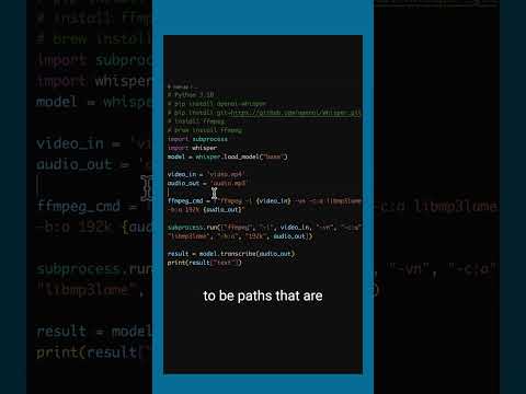 Transcribe Videos wit Python, OpenAI Whisper, & ffmpeg