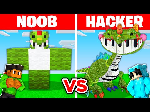 NOOB vs HACKER: I Cheated In a PIANOSAURUS Build Challenge!