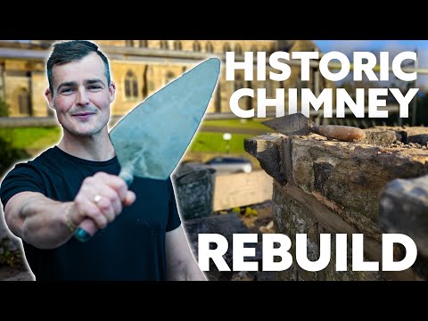 Rebuilding a chimney from the 1800s #construction #bricklaying #homeimprovement