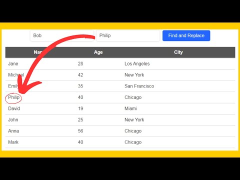 Javascript - How to Find and Replace Table Cells Content In JavaScript