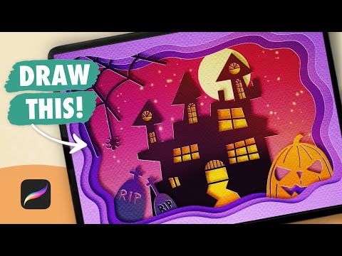 Procreate Drawing for Beginners | Halloween Paper Cut Out - Digital Art Tutorial (step by step)