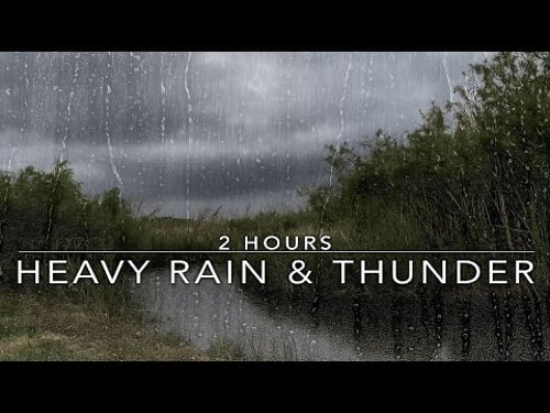 Windy Rain and Thunder Sound - Heavy Rain with Thunder - 2 Hours Rain Sounds for Sleep - Windy Rain