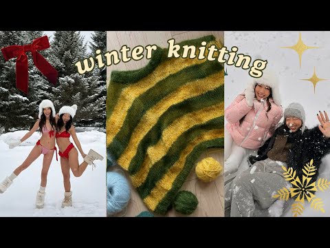 cozy cabin knitting vlog (the perfect striped sweater!) ‧₊˚🎄✩ ₊