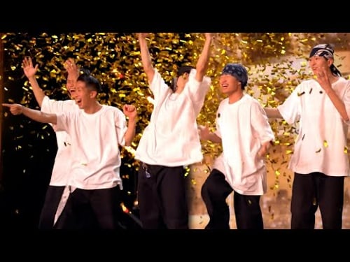 Simon Cowell and Amanda Holden's Kids Push GOLDEN BUZZER for Double Dutch Group Haribow