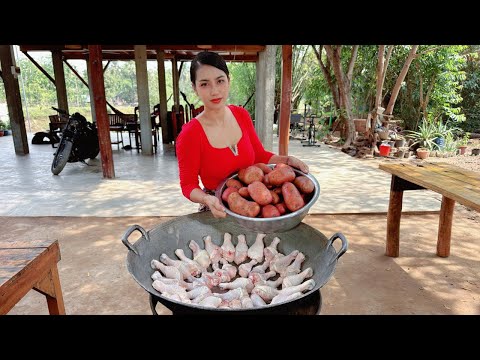 How to cook chicken leg crispy with potato sauce recipe