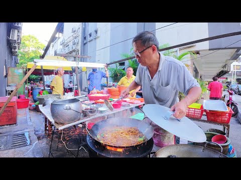 炒面大師!60年老味道!炭火炒福建面,香到爆!福建面,生蝦面,炒粿條/吉隆坡街頭美食