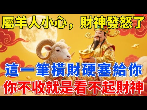 財神發怒了!怪你還沒去領錢!屬羊人,這一筆橫財硬塞給你,你不收就是看不起財神!【生肖佑福】#生肖 #命理 #運勢 #屬相 #風水