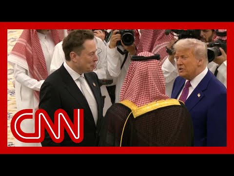 CEOs, including Elon Musk and Jeff Bezos, with Donald Trump in Saudi Arabia