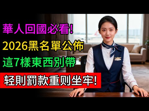 華人回國必看!2026回國入境黑名單公佈,這7樣東西給多少錢也別帶,輕則罰款重則坐牢!#科普 #入境 #中國 #行李