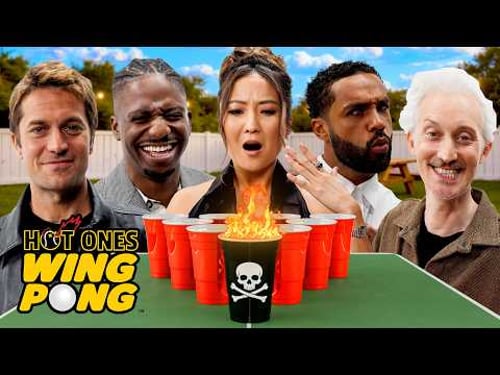 The 'Emily in Paris' Cast Plays Hot Ones Wing Pong