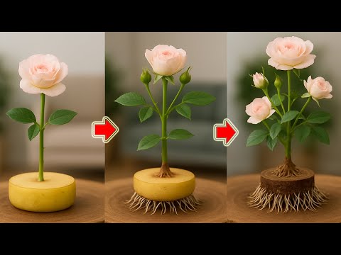 Just 1 Thin Slice! Rose Branch Suddenly Takes Roots And Buds After Just 1 Night!