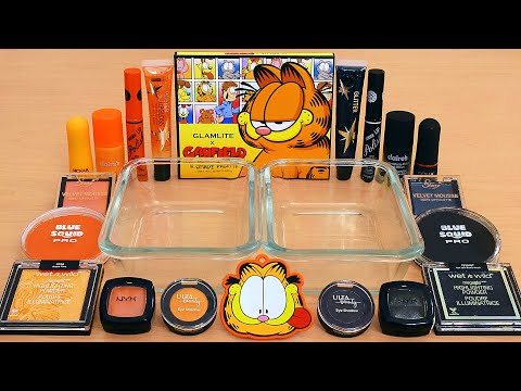 Garfield Orange vs Black - Mixing Makeup Eyeshadow Into Slime ASMR