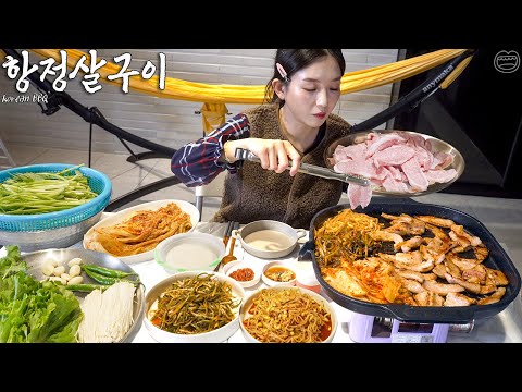 Real Mukbang:) Korean BBQ in Country House ☆ Fried Rice, Soju, Side Dishes