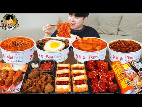 ASMR MUKBANG 편의점 핵불닭 미니!! 떡볶이 & 핫도그 & 김밥 FIRE Noodle & HOT DOG & GIMBAP EATING SOUND!
