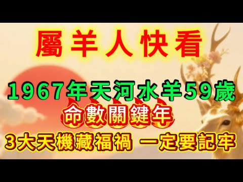 給 1967 年屬羊人的忠告!59 歲是「命數關鍵年」,3 大天機藏福禍,一定要記牢!#運勢 #財富 #正能量 #能量療愈