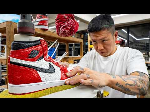 This Man Creates the Most Insane Air Jordan Custom with Snakeskin Ever!