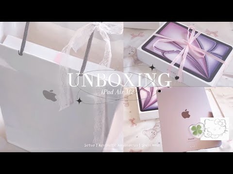  New 2024 iPad Air 11” M2 Unboxing ꒰ purple ꒱ I set up, cute accessories, shein haul and more ꕤ₊˚⊹