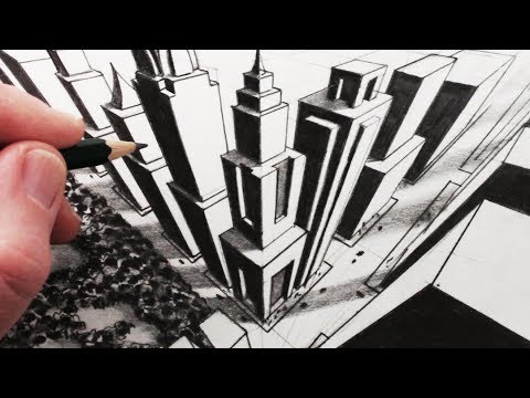 How to Draw a City using 3-Point Perspective: Narrated