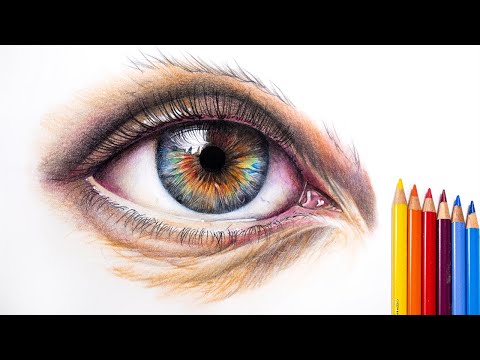 How to Draw a Hyper-Realistic Eye with Colored Pencils (Every Step Shown)