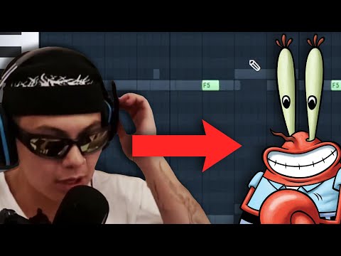 making a glo beat and rapping like mr krabs