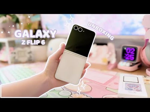 Samsung Galaxy Z Flip 6 aesthetic unboxing 🤍 LED card + sanrio theme + good lock + camera test