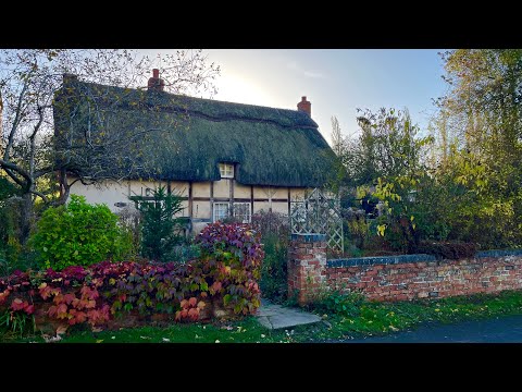 Autumn English Countryside Walk and Cafe Visit for Breakfast
