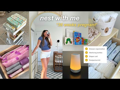 NEST WITH ME FOR BABY 🐣 nursery dresser organization, sterilizing bottles, bedside diaper cart!