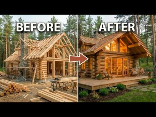 Man Builds an Incredible Wood Cabin in 30 Days | Build by @lesnoy