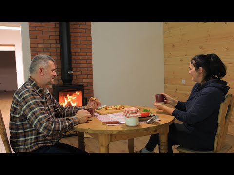 Village life. Cooking pizza in the fireplace. Time to clear out the cellar