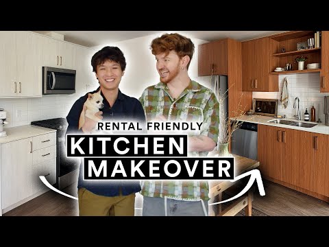 Rental Friendly KITCHEN MAKEOVER for BenjiPlant *DIY Wood Wrapped Cabinets*