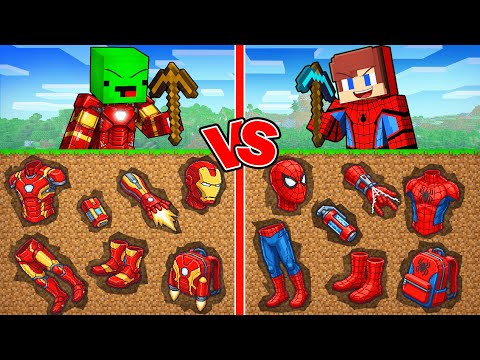 JJ Spider-Man VS Mikey Iron Man Secret Item Battle in Minecraft - Maizen