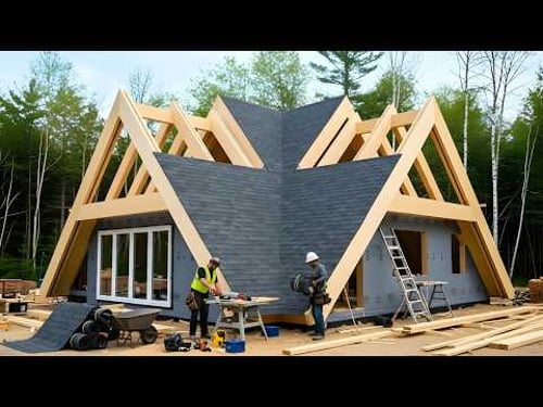 Cozy Off-Grid Log Cabin Built From Scratch by a Young Couple in 50 Days | @woodjunkie_yt