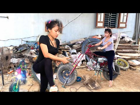 Genius girl Replaced the entire motorbike frame to install the largest wheels