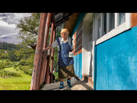 Wonderful life in the mountains far from civilization. Grandma's life in the mountains
