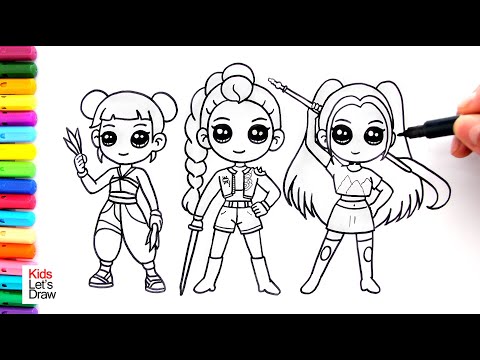 CÓMO DIBUJAR A RUMI, MIRA & ZOEY de Huntrix ❤️ LAS GUERRERAS K-POP | How to draw KPop Demon Hunters