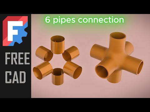 FreeCAD 1.0 Six Pipes Connection