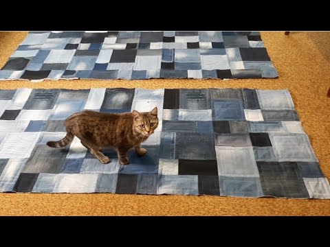 Большое покрывало из старых джинсов. Из старого новое.