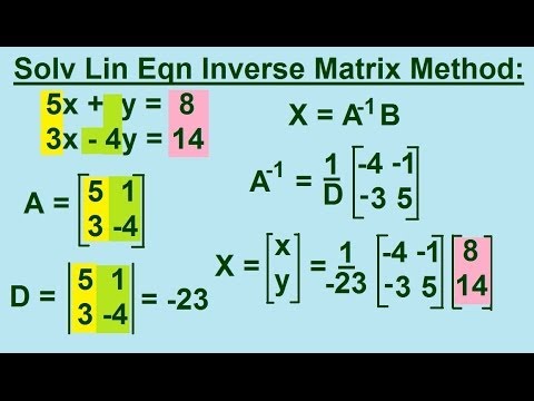 Algebra - Solving Linear Equations using the Inverse Matrix Method 2/2