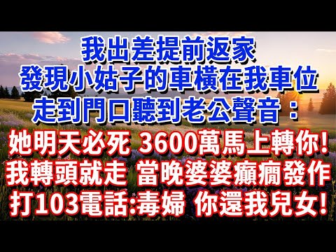 我出差提前返家,發現小姑子的車橫在我車位,走到門口聽到老公聲音:她明天必死,3600萬馬上轉你!我轉頭就走,當晚婆婆癲癇發作打我103電話:毒婦,你還我兒女!#小魚故事會#為人處世#人生感悟#中老年