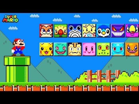 Super Mario Bros. but there are MORE Custom Item Blocks All Pokémon!...