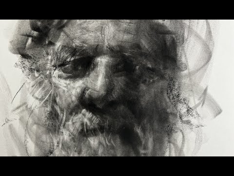 OLD MAN CHARCOAL DRAWING PORTRAIT
