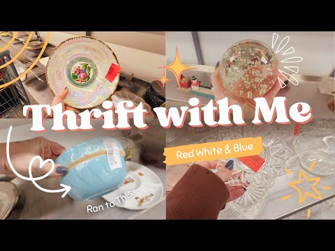 THRIFT WITH ME | Red White & Blue Thrift Vintage Home Decor Finds
