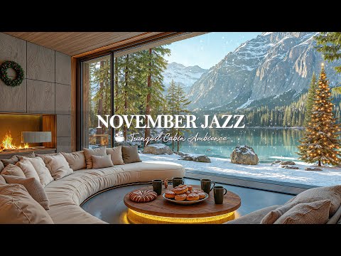 Winter Jazz In November Ambience | Smooth Jazz In Luxurious Living Room & Snow Fall For Relaxing